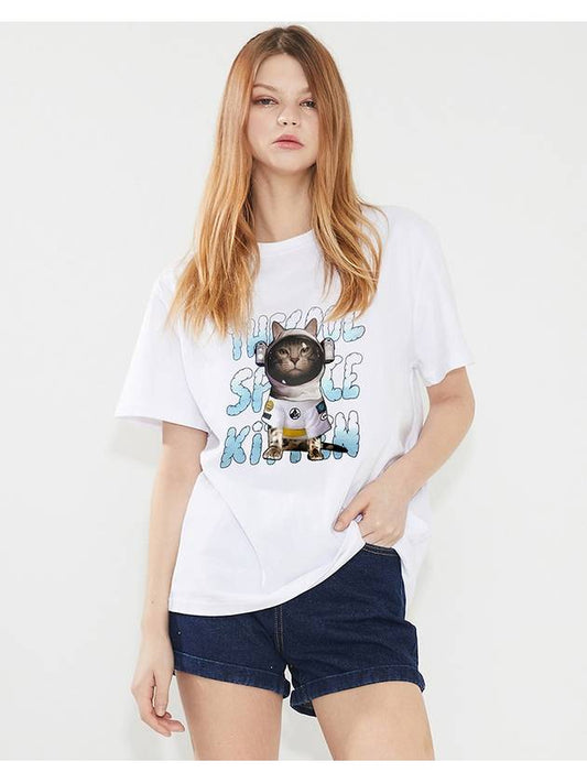 Space Kitten Short Sleeve T Shirt White - AOX - BALAAN 2