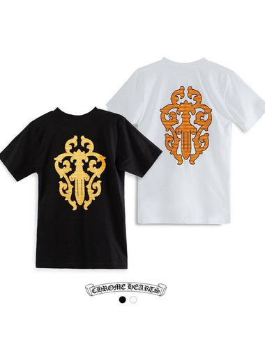 Pocket Tonalog Fire Back Printing Short Sleeve T shirt CH0129 BLACK WHITE - CHROME HEARTS - BALAAN 1