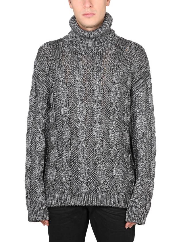 cable knit turtleneck silver - SAINT LAURENT - BALAAN 2