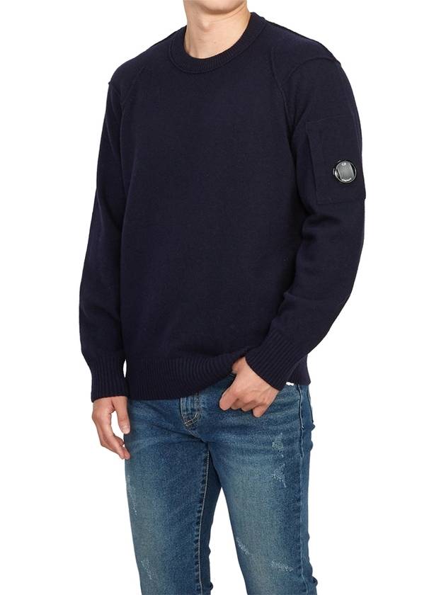 Lambswool GRS Crew Neck Knit Top Navy - CP COMPANY - BALAAN 5