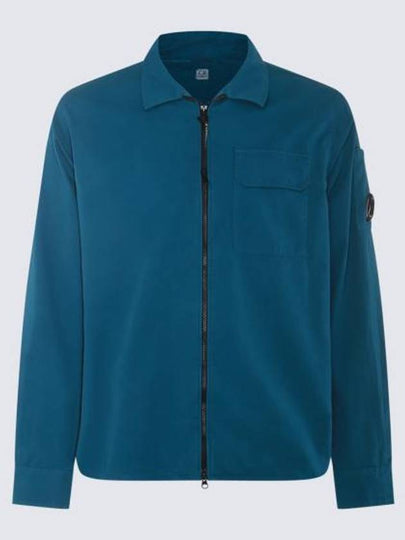 Gabardine Zip Up Long Sleeve Shirt Blue - CP COMPANY - BALAAN 2