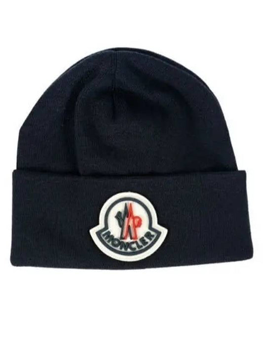 3B000 Big Logo Patch Beanie Navy G2 091 3B00051 A9526 742 - MONCLER - BALAAN 1