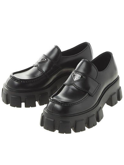 Monolith Brushed Leather Loafers Black - PRADA - BALAAN 2