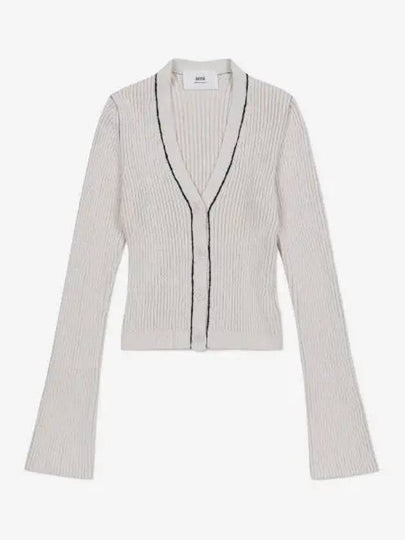 Crop Rib Cardigan Natural - AMI - BALAAN 2