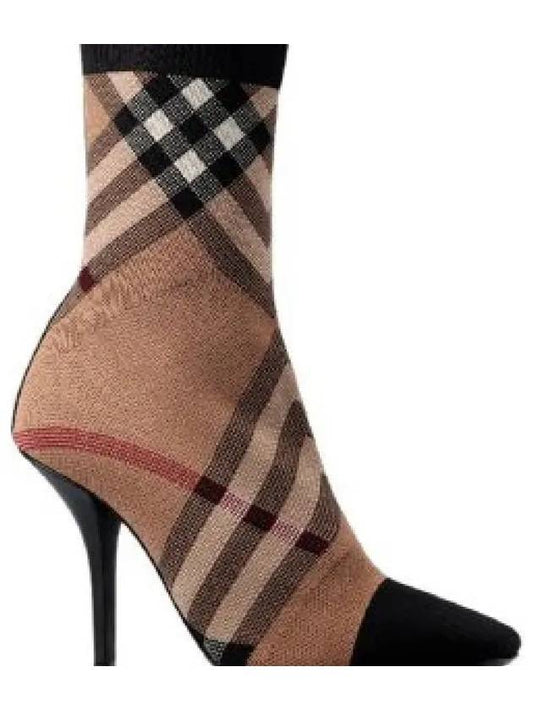 Knit Check Socks Ankle Boots Brown - BURBERRY - BALAAN 2