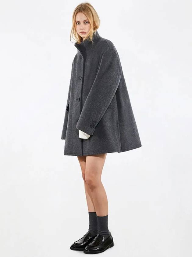 oversized china collar half coat melange gray - VOYONN - BALAAN 11