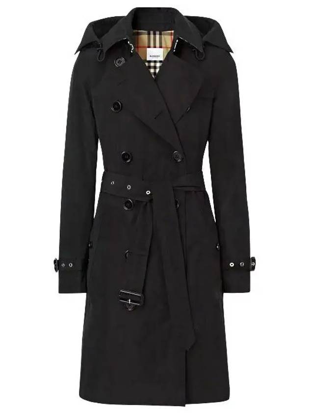 Detachable Hood Teffeta Kensington Trench Coat Black - BURBERRY - BALAAN 4