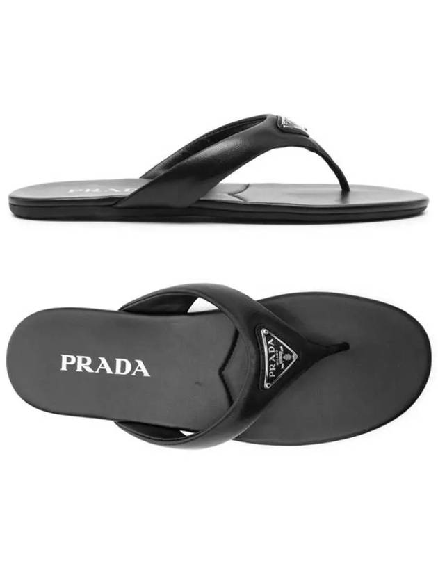 Triangle Logo Flip Flops Black - PRADA - BALAAN 2