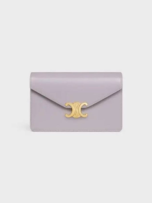 Triomphe Chain Shiny Calfskin Half Wallet Light Lilac - CELINE - BALAAN 1