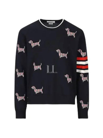 4-Bar Relaxed Hector Pullover Wool Knit Top Navy - THOM BROWNE - BALAAN 2