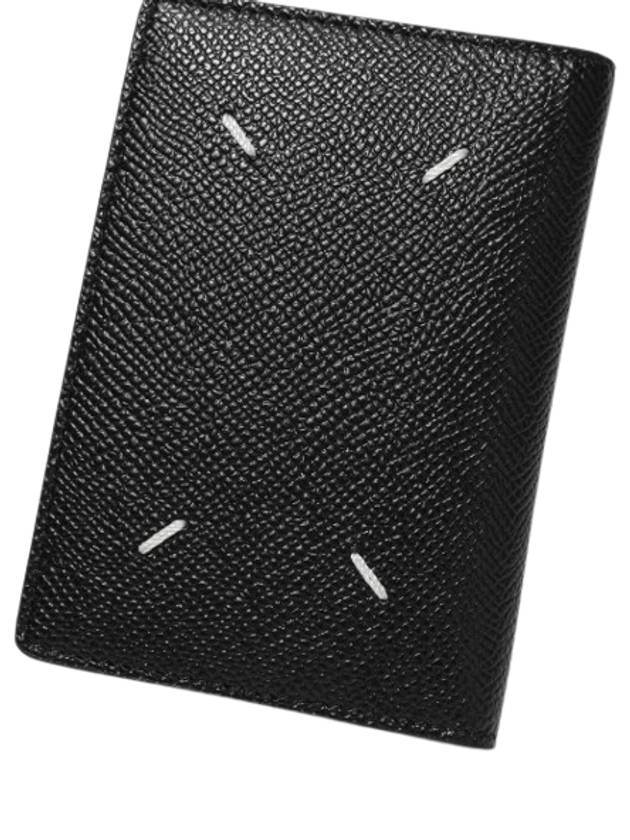 Stitched Bi-Fold Leather Card Wallet Black - MAISON MARGIELA - BALAAN 6