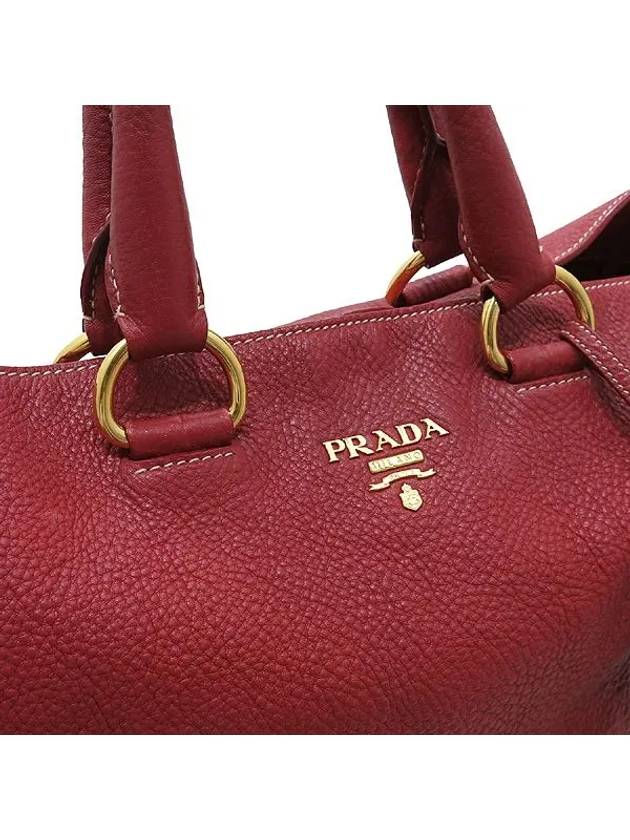 BN1713 VIT DAINO Red Color Leather Gold Initial Logo Tote Bag Shoulder Strap 2WAY - PRADA - BALAAN 3