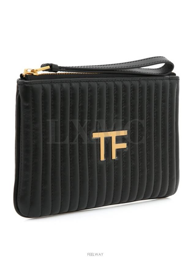 Quilted TF Clutch S0357T Black Gold Pouch - TOM FORD - BALAAN 3