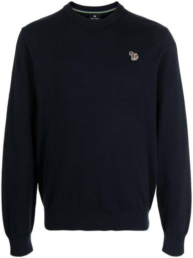 Zebra Logo Cotton Knit Top Dark Navy - PAUL SMITH - BALAAN 1