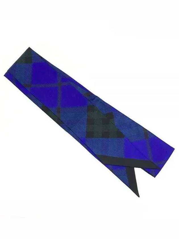 Check Silk Scarf Black Navy - BURBERRY - BALAAN 2