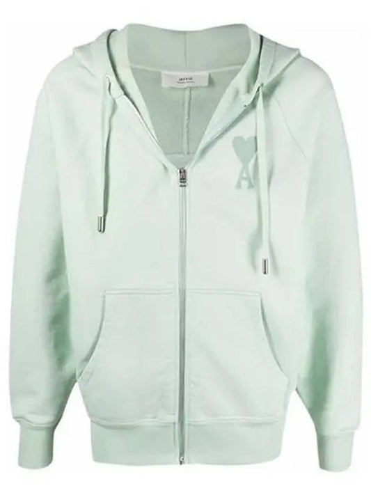 Heart Logo Patch Zip Up Hoodie Green - AMI - BALAAN 2