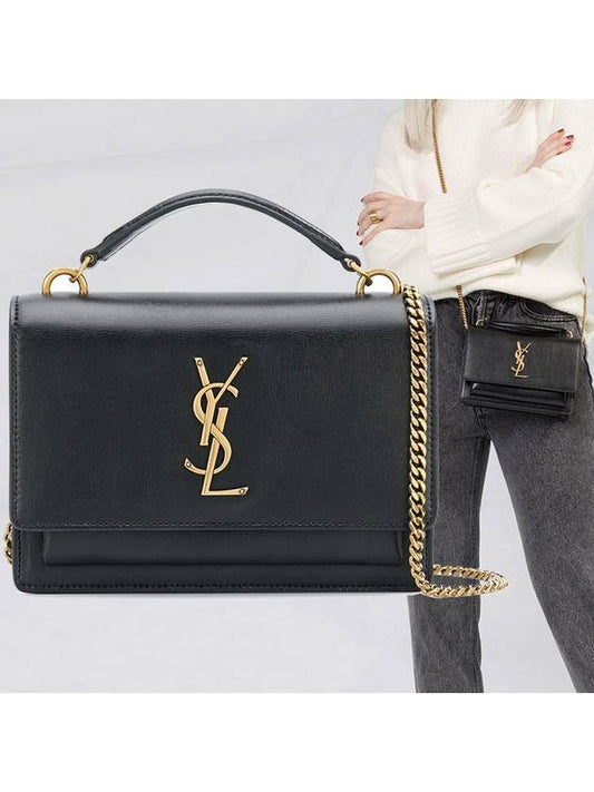 Sunset Chain Wallet Cross Bag Black - SAINT LAURENT - BALAAN 2