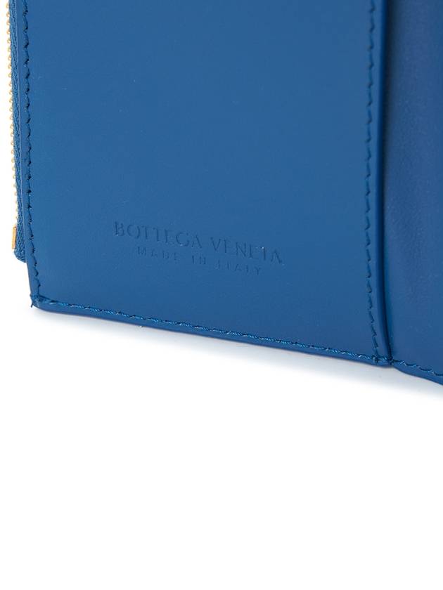 Cassette Tri-Fold Zipper Half Wallet Blue - BOTTEGA VENETA - BALAAN 7