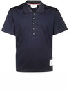 Side Slit Three Stripe Tab Short Sleeve Polo Shirt Navy - THOM BROWNE - BALAAN 2