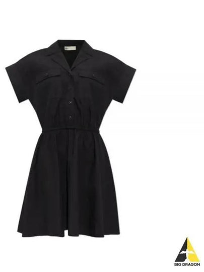 Cotton Poplin Shirt Short Dress Black - TORY BURCH - BALAAN 2