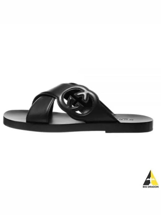 Interlocking G Slide Sandals Black - GUCCI - BALAAN 2