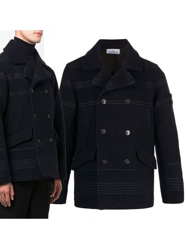 Wappen Patch Wool Blend Double Breasted Jacket Navy - STONE ISLAND - BALAAN 2