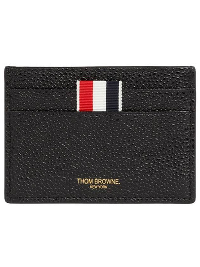 Debossed 4 Bar Pebble Grain Card Wallet Black - THOM BROWNE - BALAAN 2