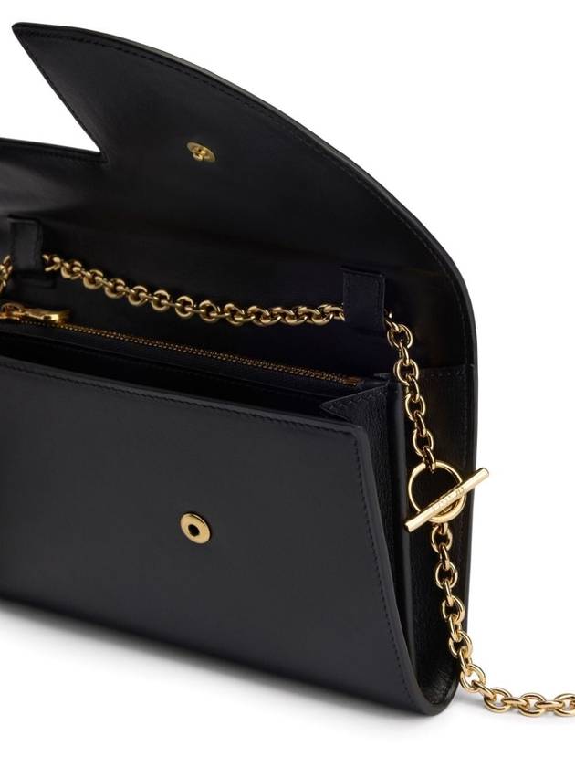 Chain Leather Clutch Bag Black - PATOU - BALAAN 3