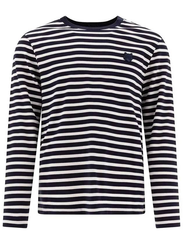 Fox Head Stripe Long Sleeve T-Shirt Navy - MAISON KITSUNE - BALAAN 2