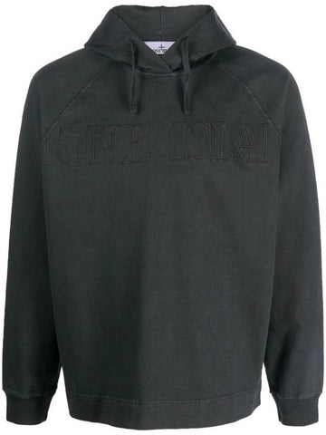 Men's Garment Dyed OLD Treatment Cotton Hoodie Black - STONE ISLAND - BALAAN 1