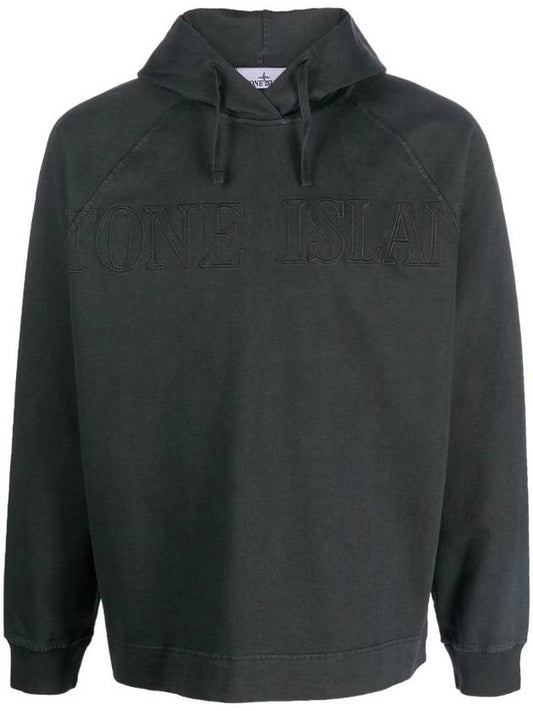 Men's Garment Dyed OLD Treatment Cotton Hoodie Black - STONE ISLAND - BALAAN 1