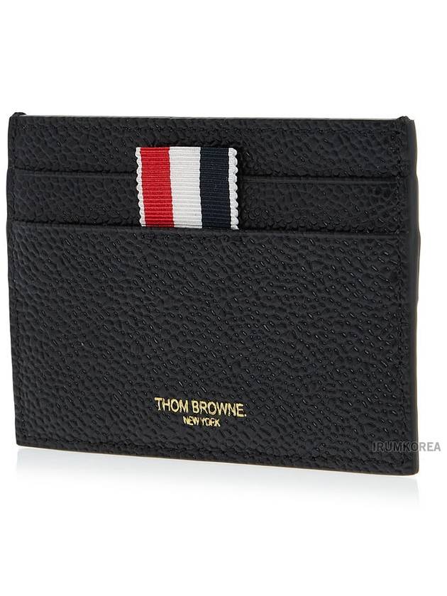 Stripe Note Compartment Pebble Grain Leather Card Wallet Black - THOM BROWNE - BALAAN 3