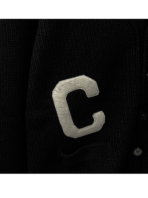 Logo Patch Long College Cardigan Black - CELINE - BALAAN 6