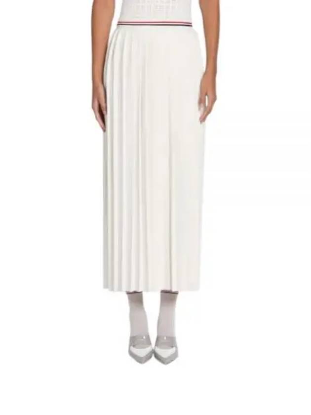 Cotton Stripe Pleated Skirt White - THOM BROWNE - BALAAN 2