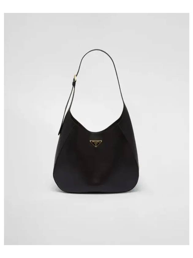 Topstitching Triangle Logo Large Leather Shoulder Bag Black - PRADA - BALAAN 2