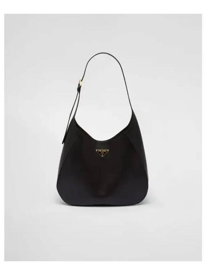 Topstitching Triangle Logo Large Leather Shoulder Bag Black - PRADA - BALAAN 2