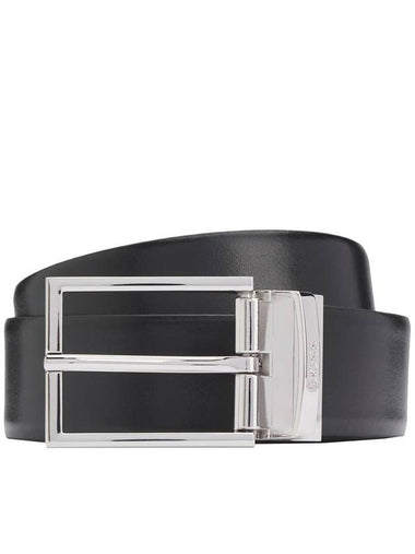 Italian Reversible Leather Belt Black Navy - HUGO BOSS - BALAAN 1