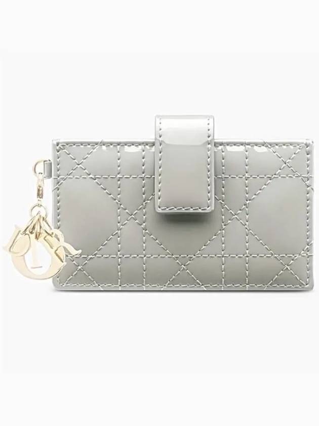 Lady 5-Gusset Patent Cannage Calfskin Card Wallet Grey - DIOR - BALAAN 2