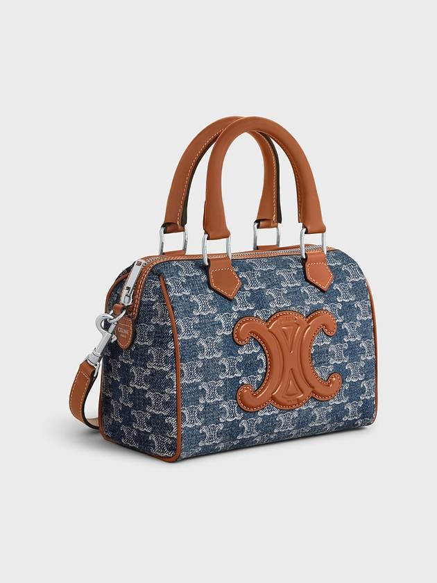 Small Boston Full Triomphe Denim Calfskin Cross Bag Denim - CELINE - BALAAN 3