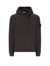 Wappen Patch Brushed Cotton Fleece Hoodie Lead Grey - STONE ISLAND - BALAAN 2