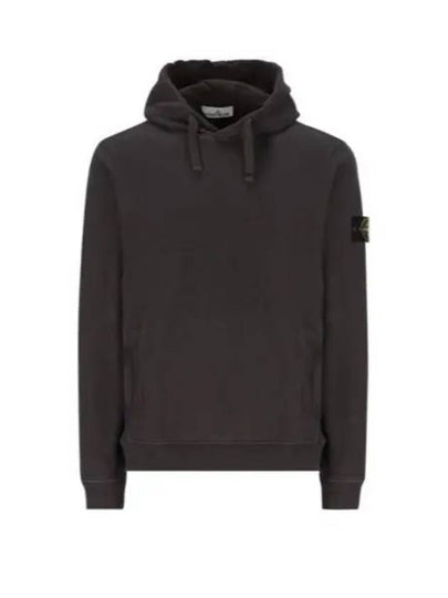 Wappen Patch Brushed Cotton Fleece Hoodie Lead Grey - STONE ISLAND - BALAAN 2