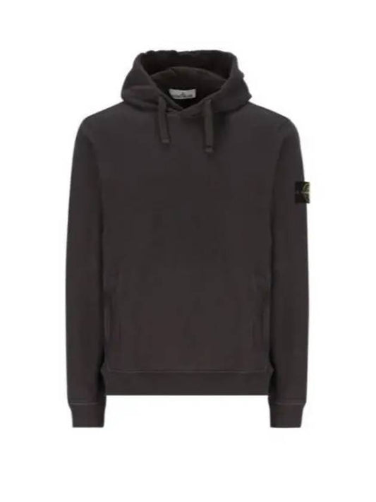 Wappen Patch Brushed Cotton Fleece Hoodie Lead Grey - STONE ISLAND - BALAAN 2