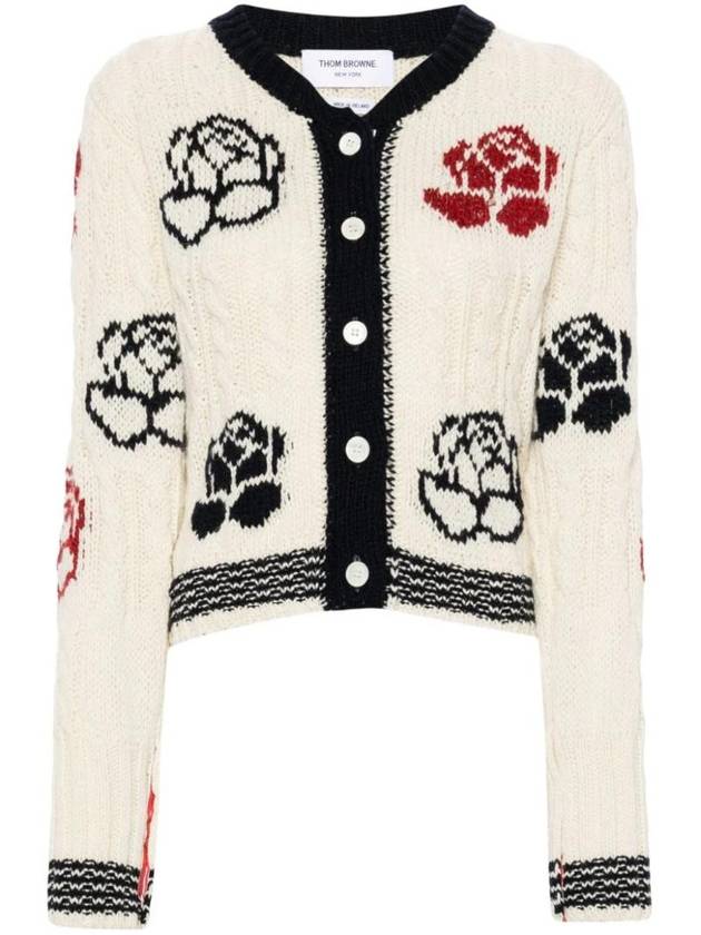 Rose intarsia cable knit cardigan FKC603BY1506 - THOM BROWNE - BALAAN 1