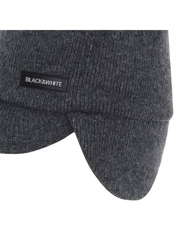 Men s Knit Earring Cap 8444GXAC GREY - BLACK&WHITE - BALAAN 4