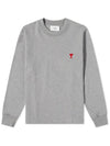 Small Heart Logo Long Sleeve T-Shirt Grey - AMI - BALAAN 2