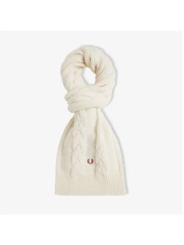 Fred Perry Lambswool Cable Scarf Ecru CFPU2438145 560 - FRED PERRY - BALAAN 1