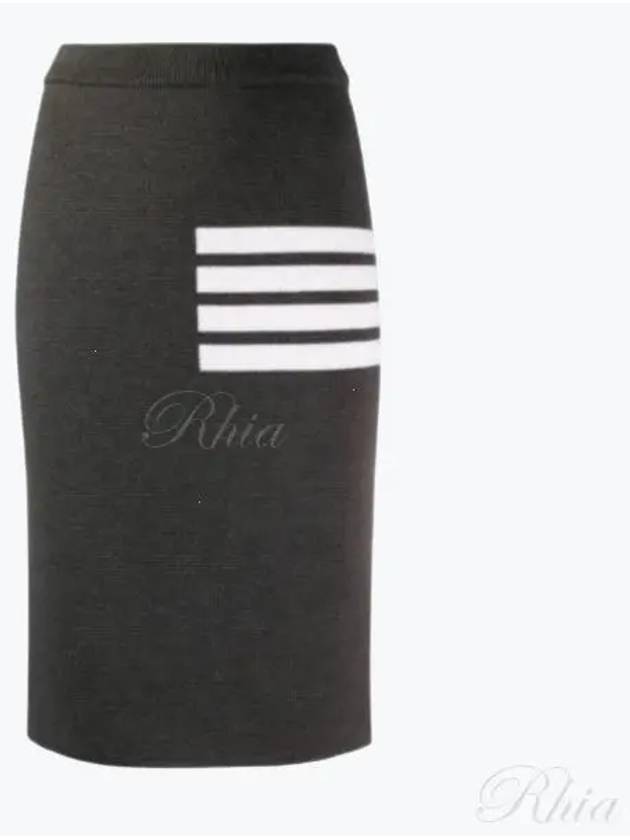 Women's Fine Merino Wool 4 Bar Stitch Pencil Skirt Dark Grey - THOM BROWNE - BALAAN 2