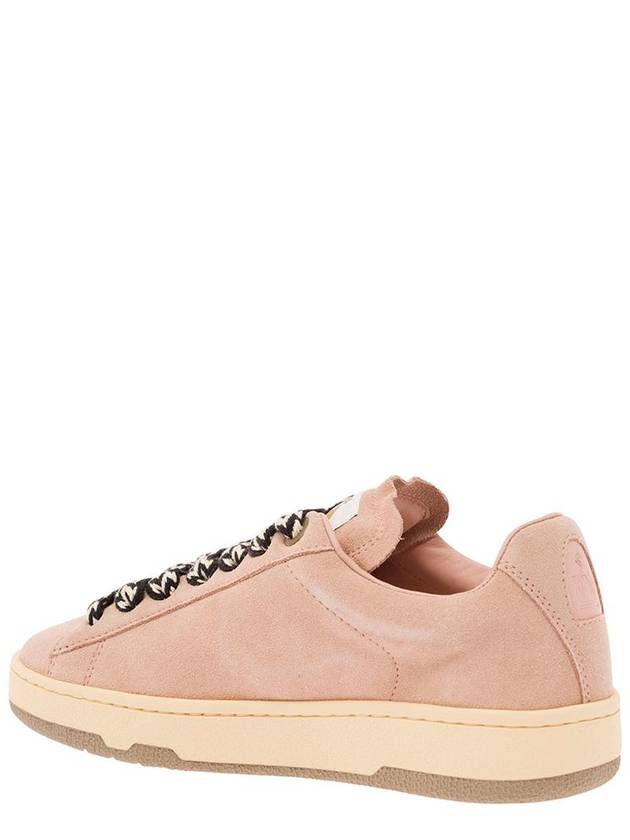 'Lite Curb' Pink Low Top Sneakers With Oversized Multicolor Laces In Suede Woman - LANVIN - BALAAN 3