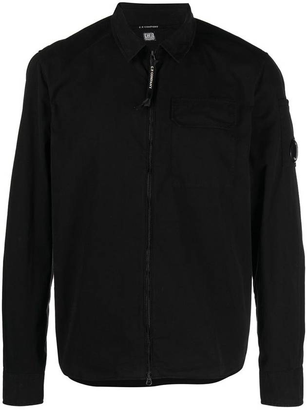 Gabardine Zipped Long Sleeve Shirt Black - CP COMPANY - BALAAN 5