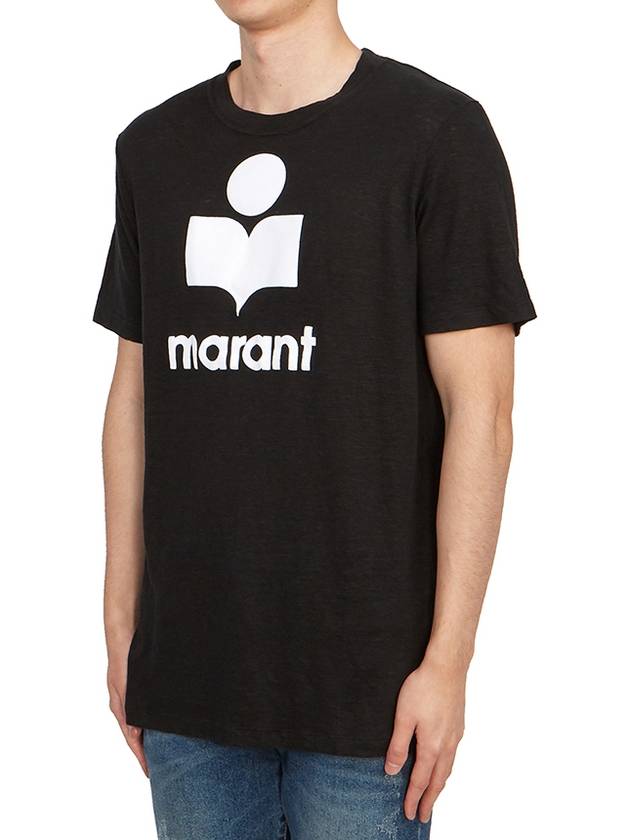 Karman Logo Print Linen Short Sleeve T-Shirt Black - ISABEL MARANT - BALAAN 3